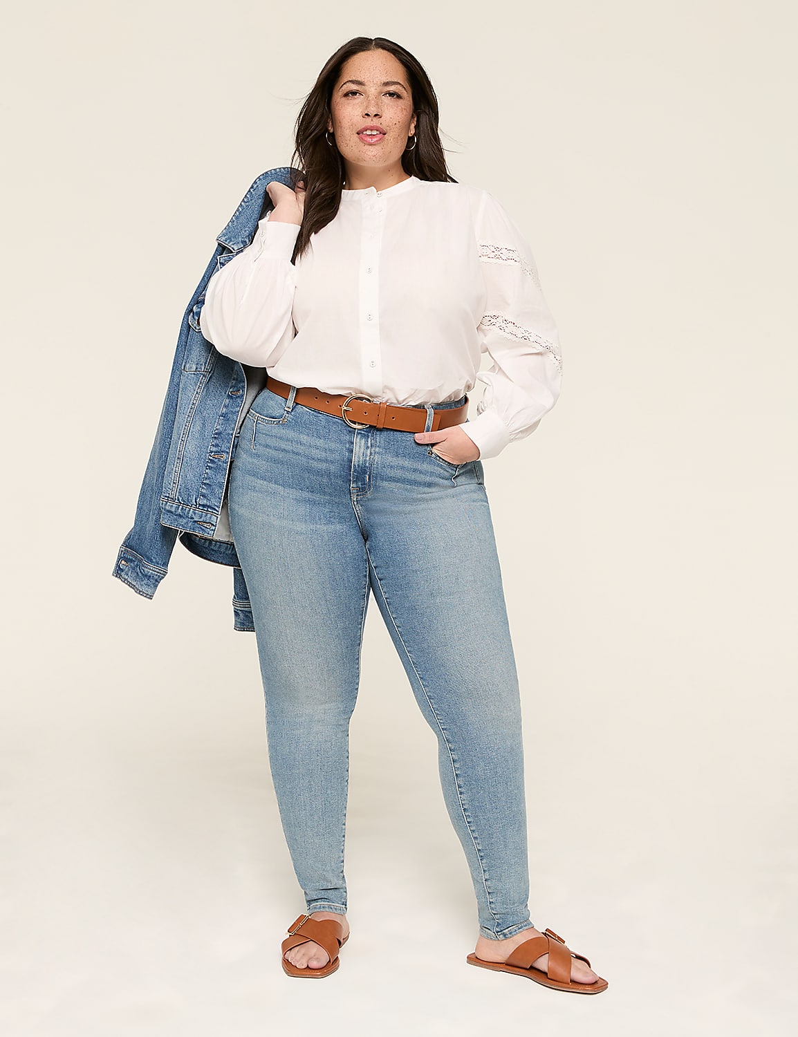 Button-Front Eyelet-Trim Blouse | LaneBryant