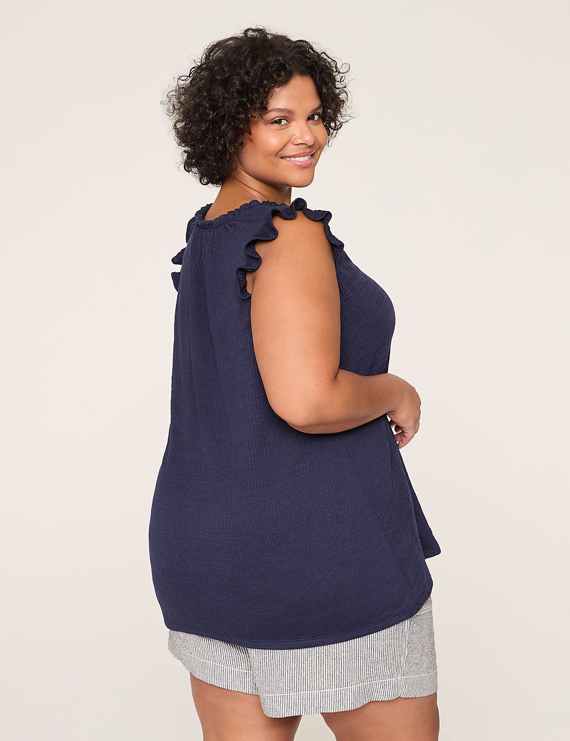 Sleeveless Ruffle Notch-Neck Top Product Image 2