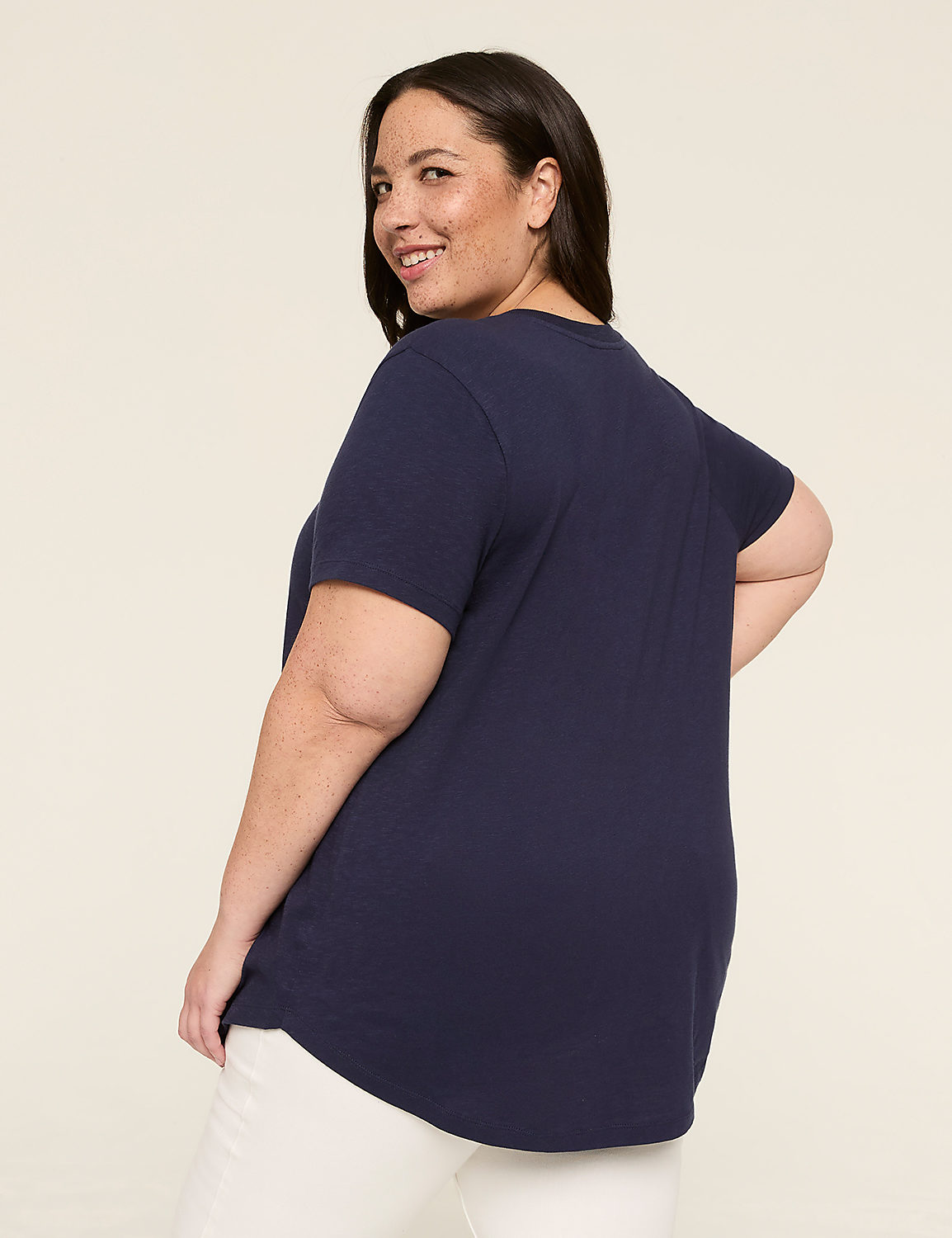 Short-Sleeve V-Neck Seamed Tee Product Image 2