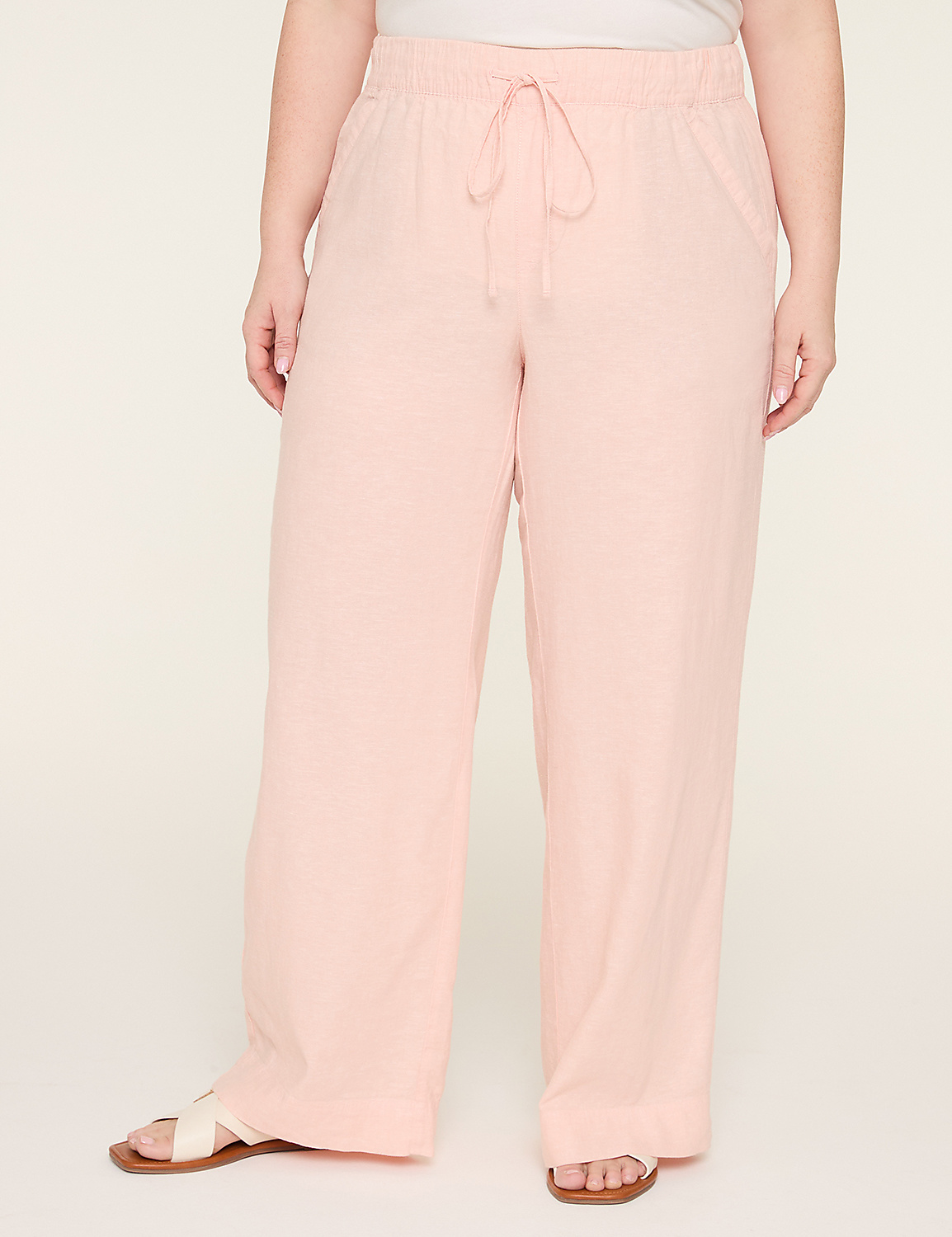 Linen Wide Leg Pant - New Sandal Length Product Image 1