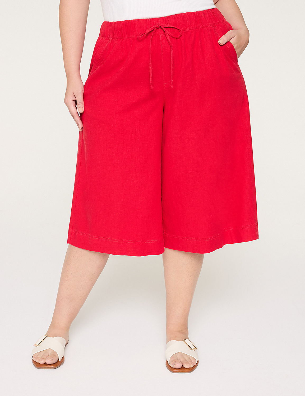 Linen Wide Leg Culotte Product Image 1