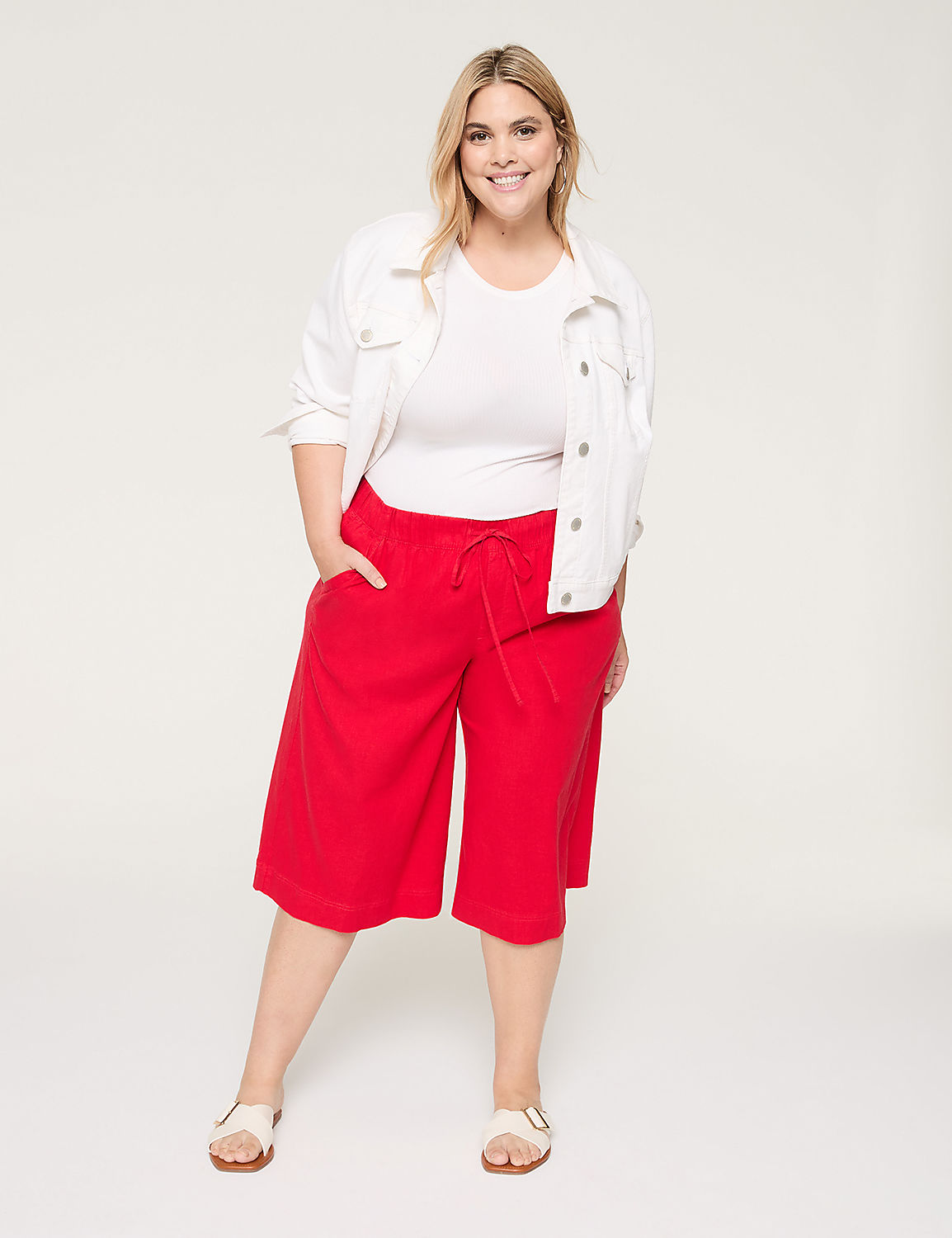 Linen Wide Leg Culotte Product Image 3