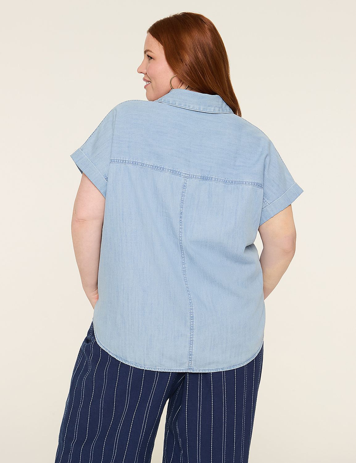Relaxed Denim Popover Blouse Product Image 2