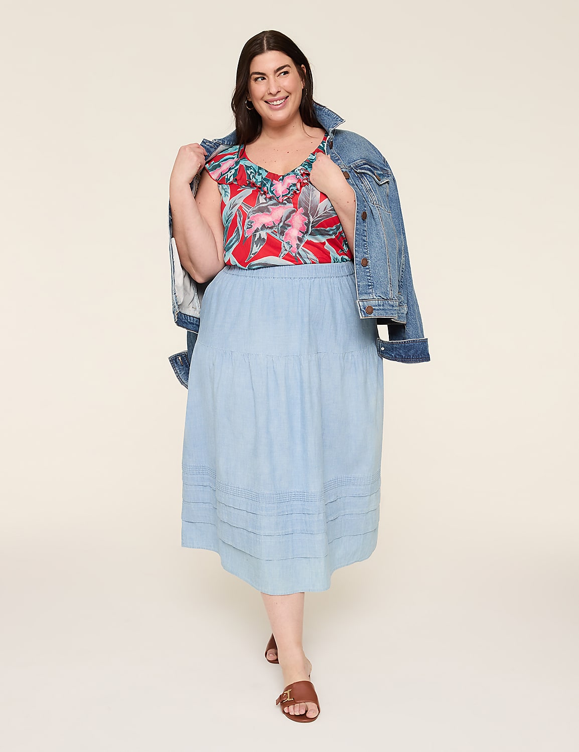 Chambray Pintuck Skirt Product Image 3
