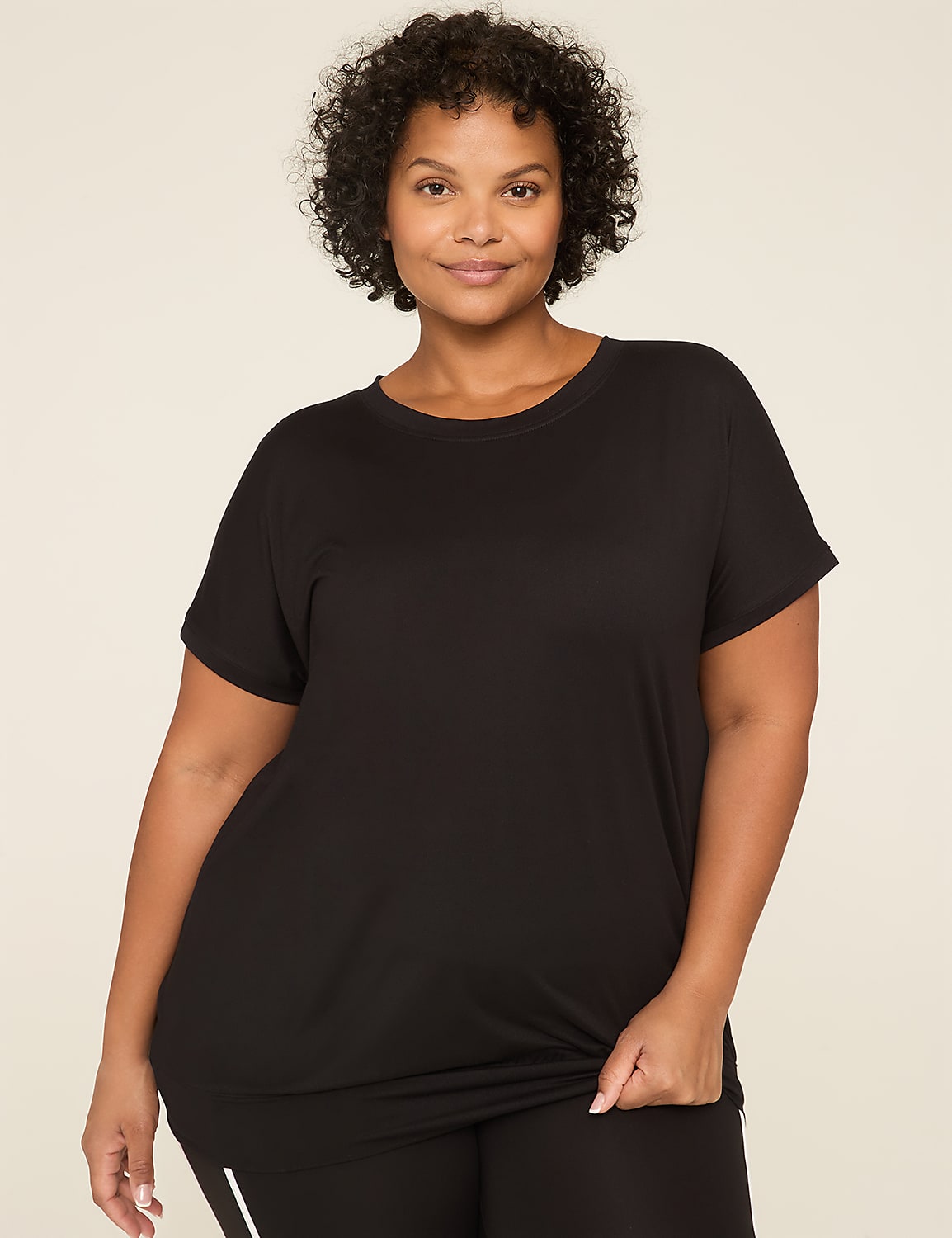 LIVI Soft Crew-Neck Banded-Bottom Tee Product Image 1