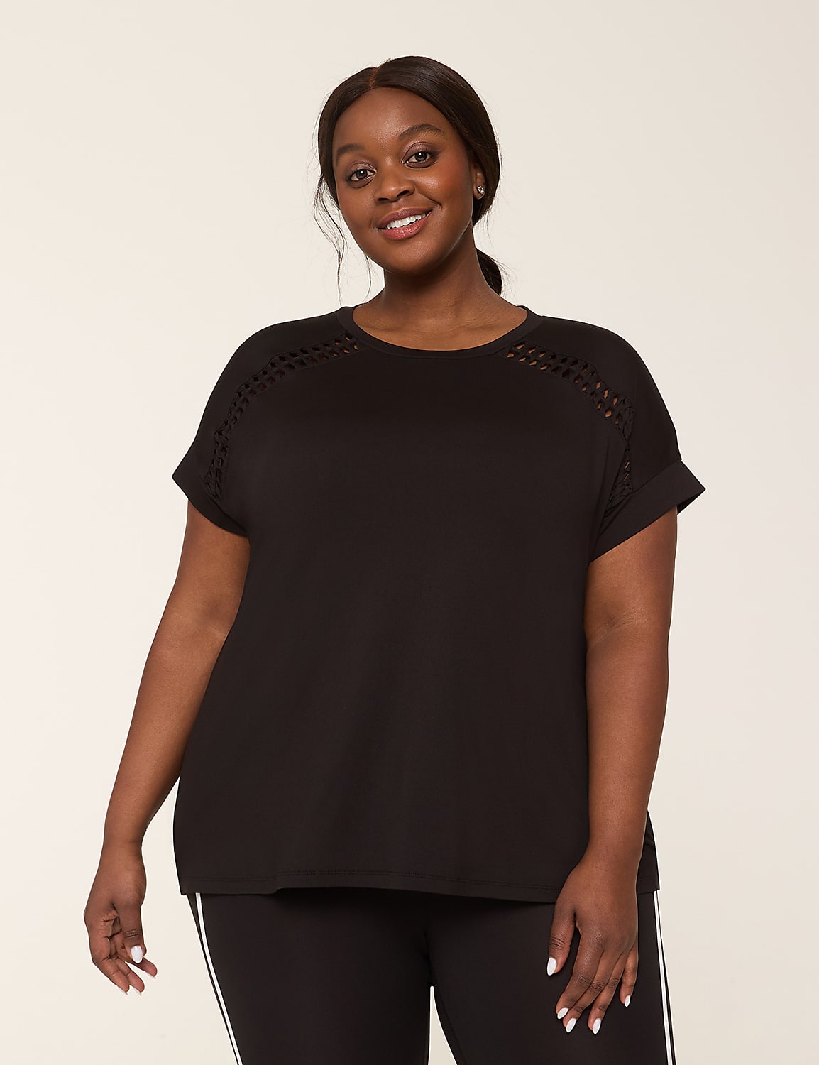 LIVI Soft Macrame-Detail Crew-Neck Tee Product Image 1