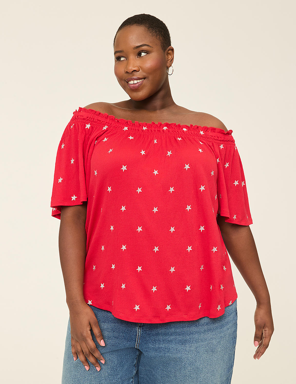 Smocked Square-Neck Convertible Top Product Image 1