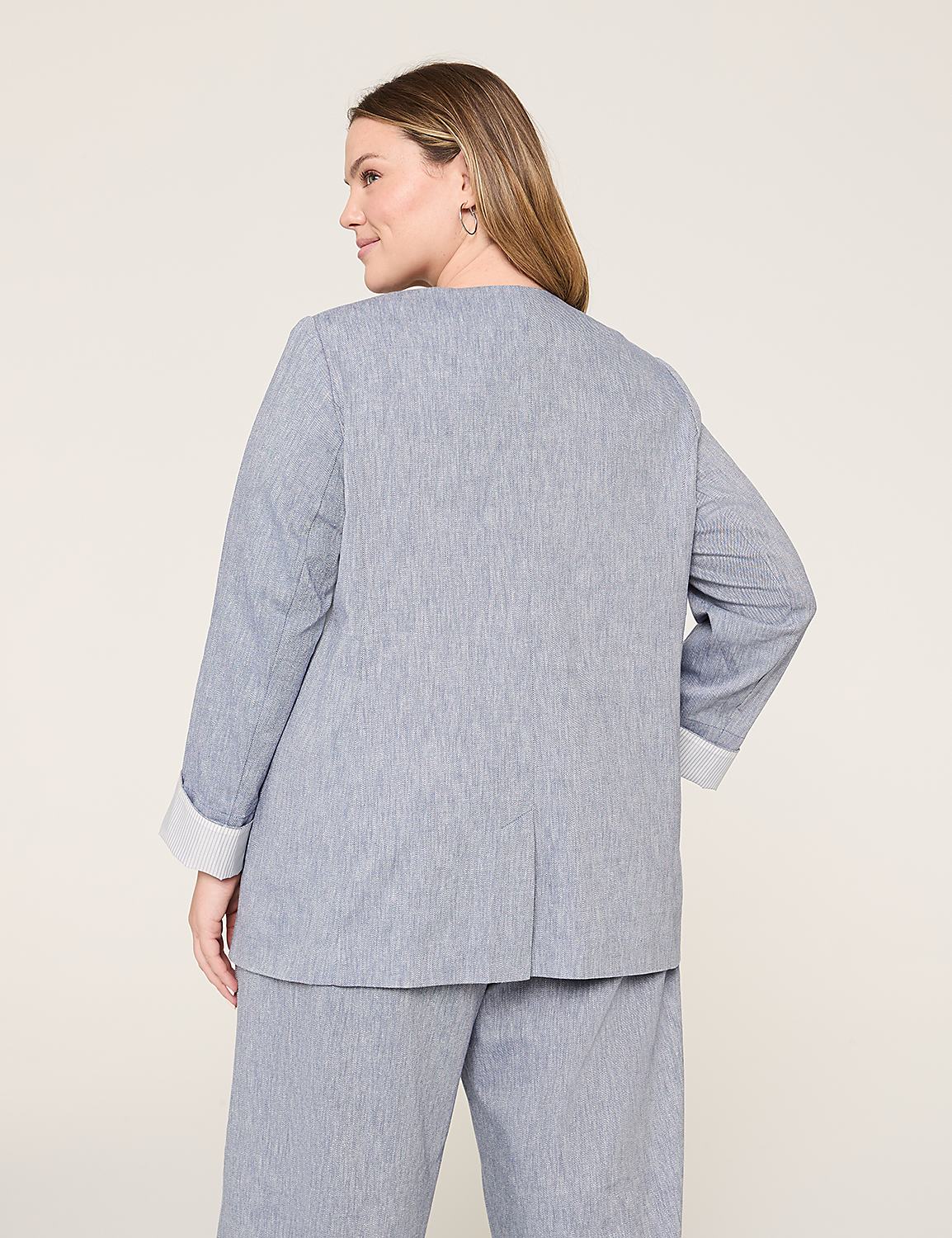 Twill Collarless Blazer Product Image 2
