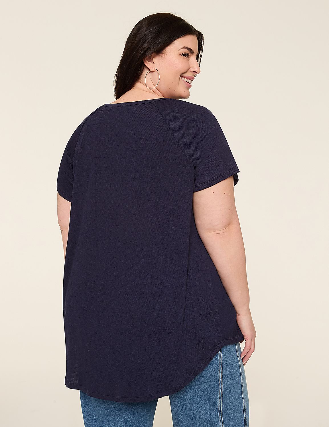 Short-Sleeve Notch-Neck Top Product Image 2