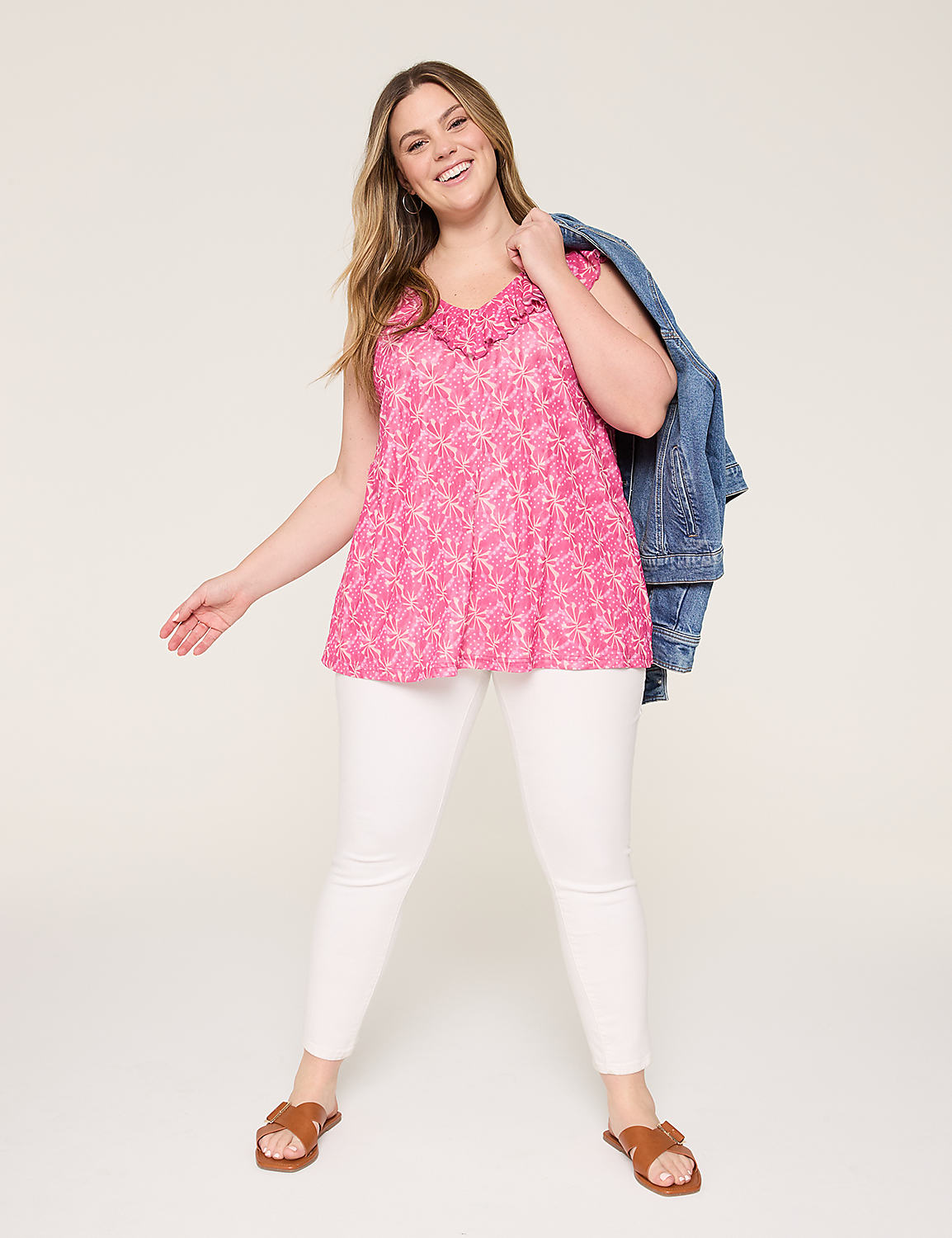 Sleeveless Ruffle V-Neck Mesh Top Product Image 3