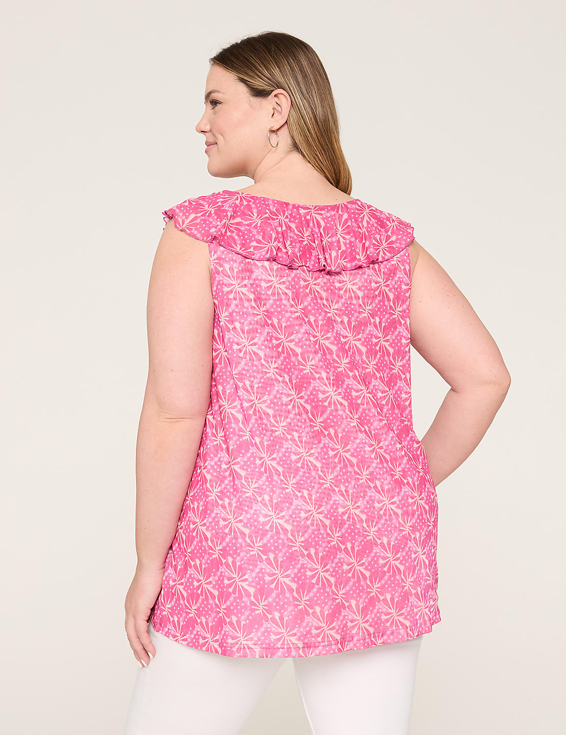Sleeveless Ruffle V-Neck Mesh Top Product Image 2