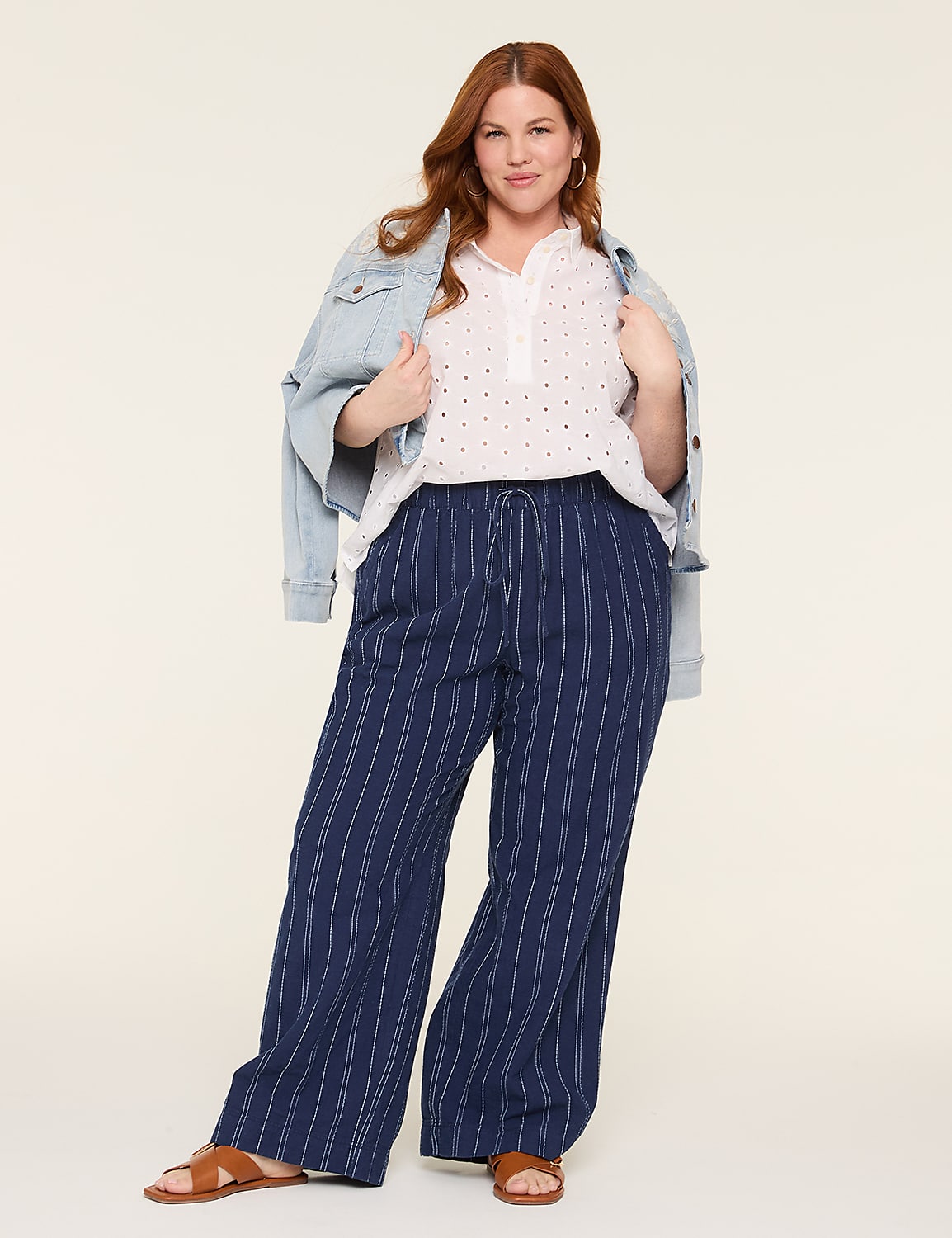 Stripe Linen Wide Leg Pant Product Image 3