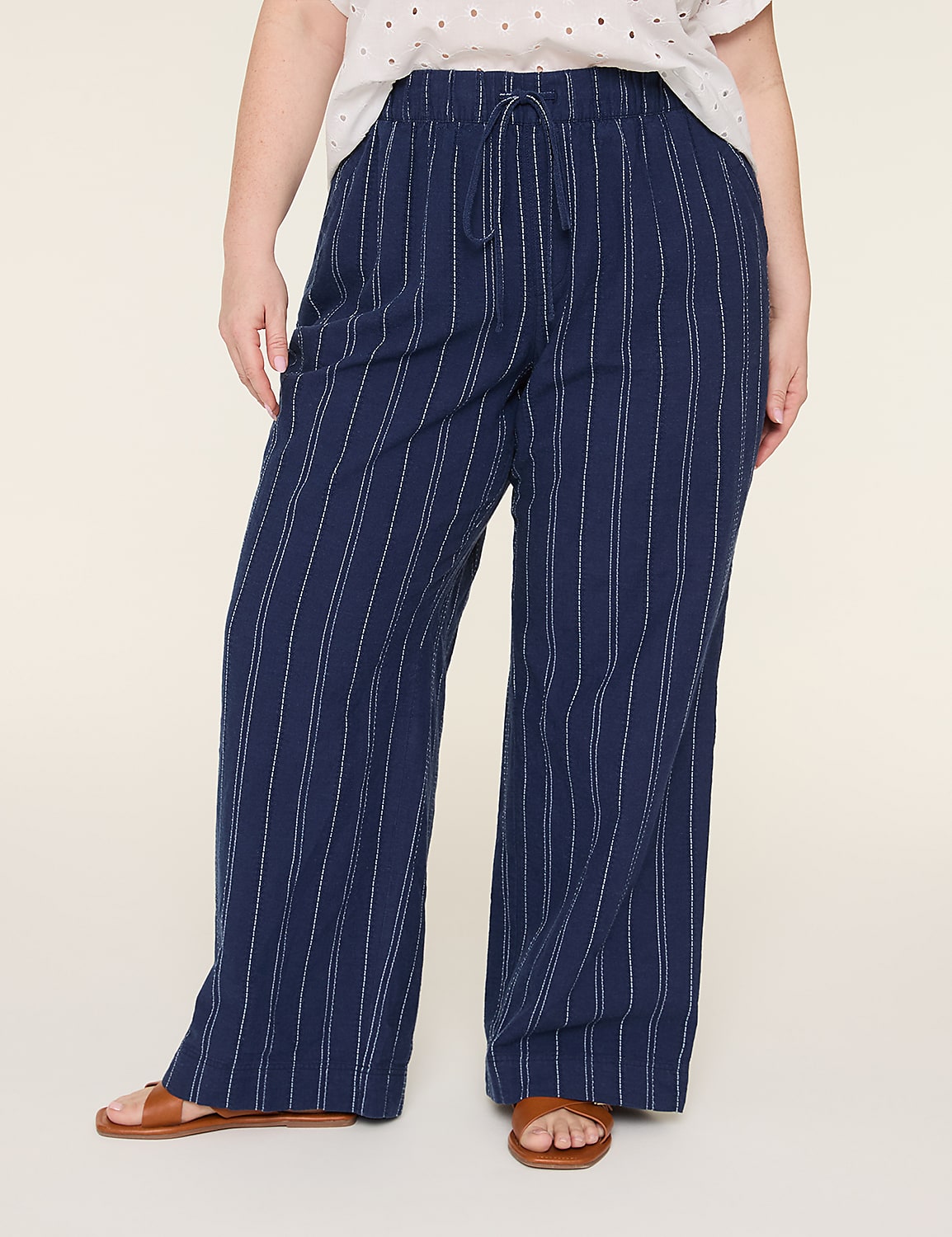 Stripe Linen Wide Leg Pant Product Image 1