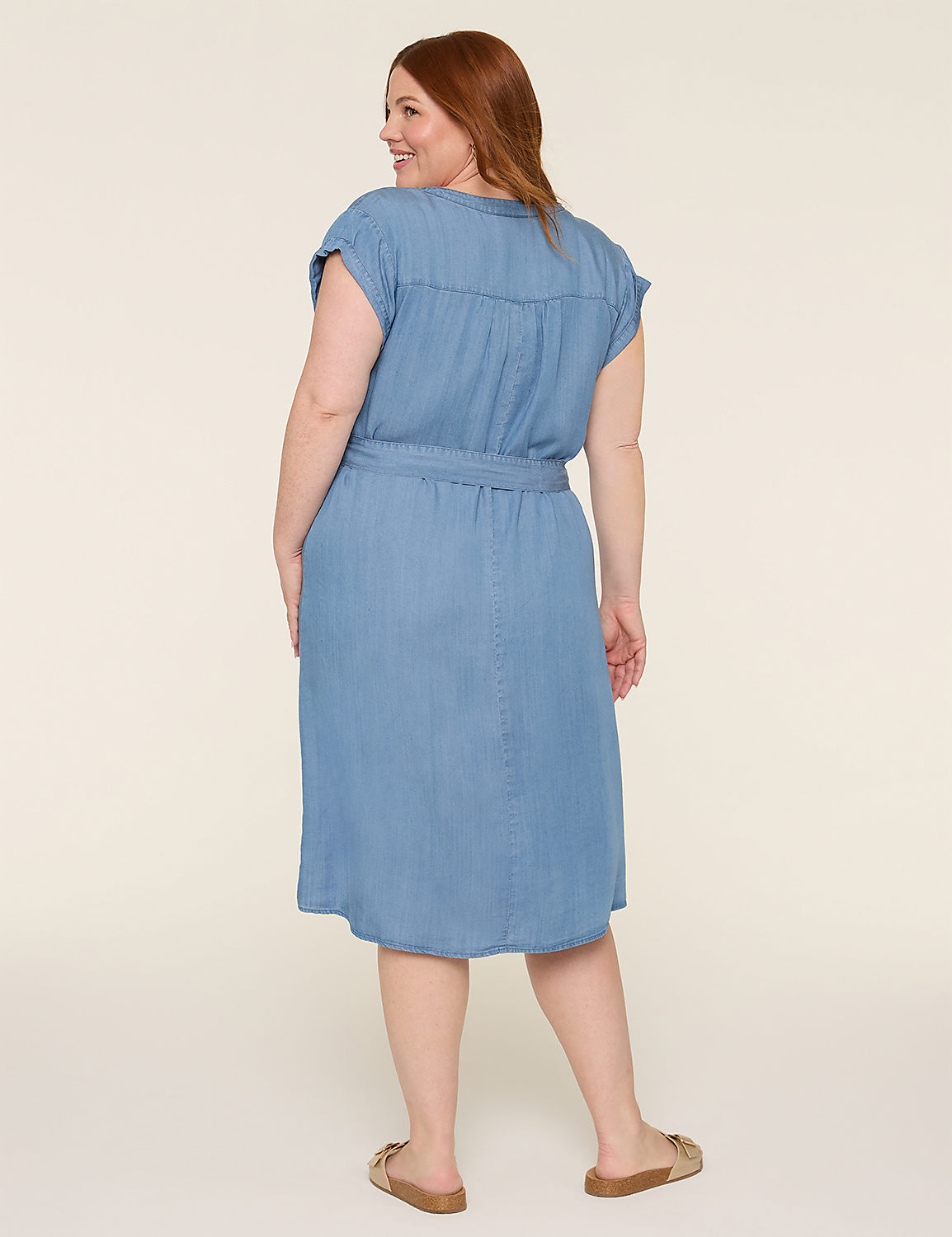 Chambray Button-Front Shirt Dress Product Image 2