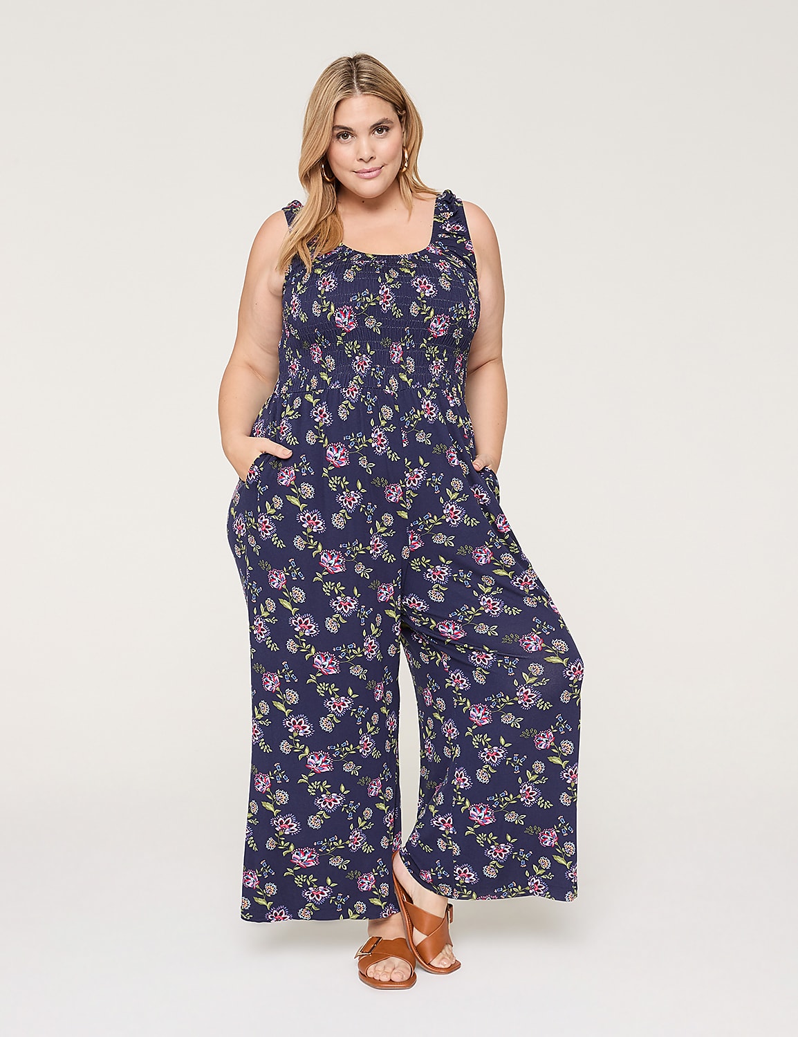 Smocked-Bodice Jumpsuit Product Image 1