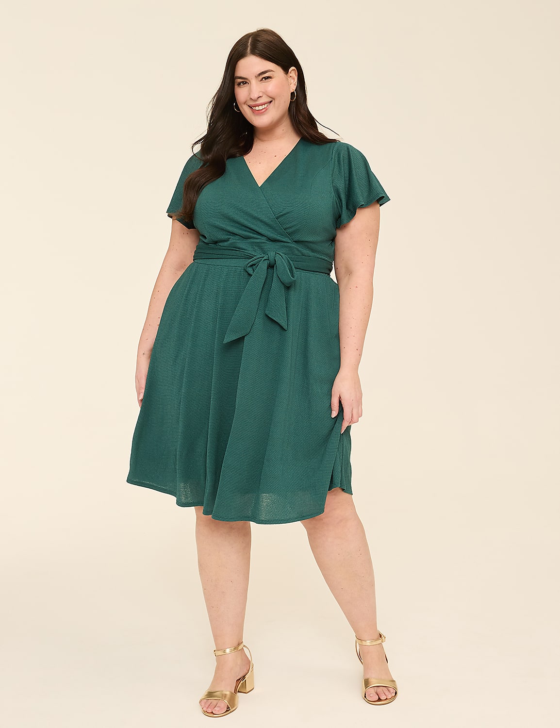 Lena Flutter-Sleeve Knit Dress Product Image 1