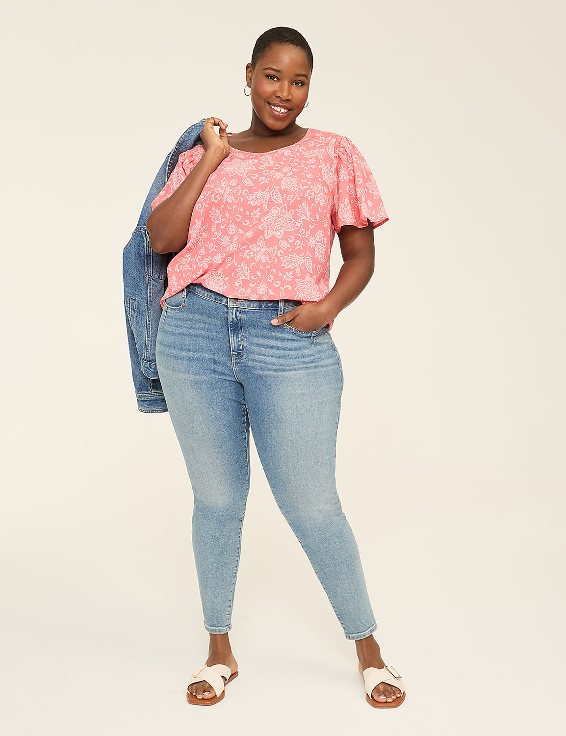 Flutter-Sleeve Smocked-Shoulder Top Product Image 3