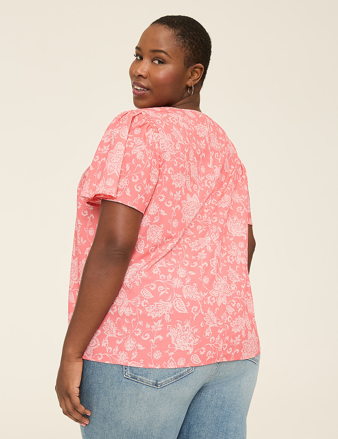 Flutter-Sleeve Smocked-Shoulder Top Product Image 2