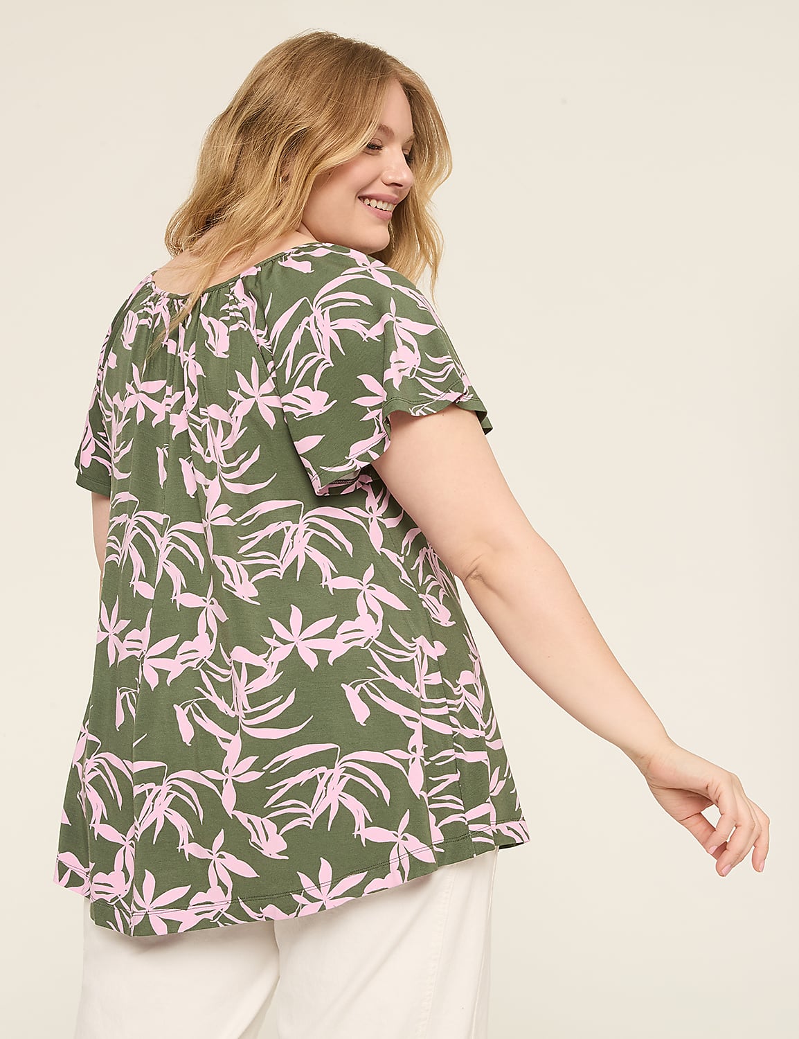 Refined Short Flutter Sleeve Boat N | LaneBryant