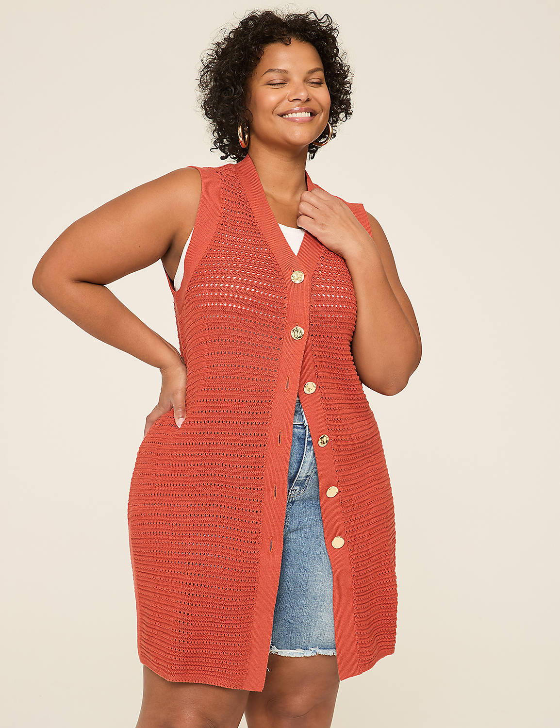 Button-Front Sweater Vest Product Image 1