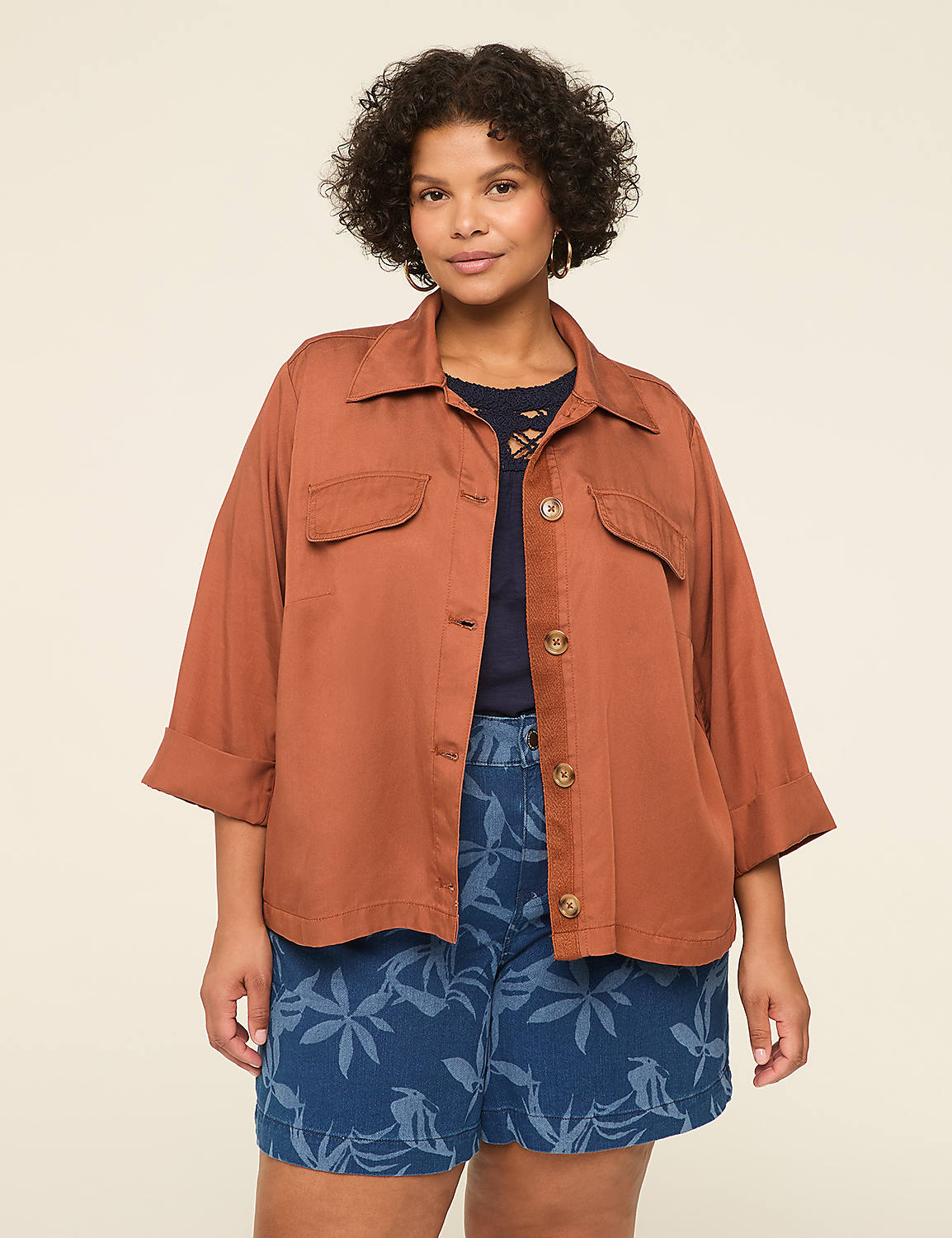 Soft Twill Button-Front Jacket Product Image 1