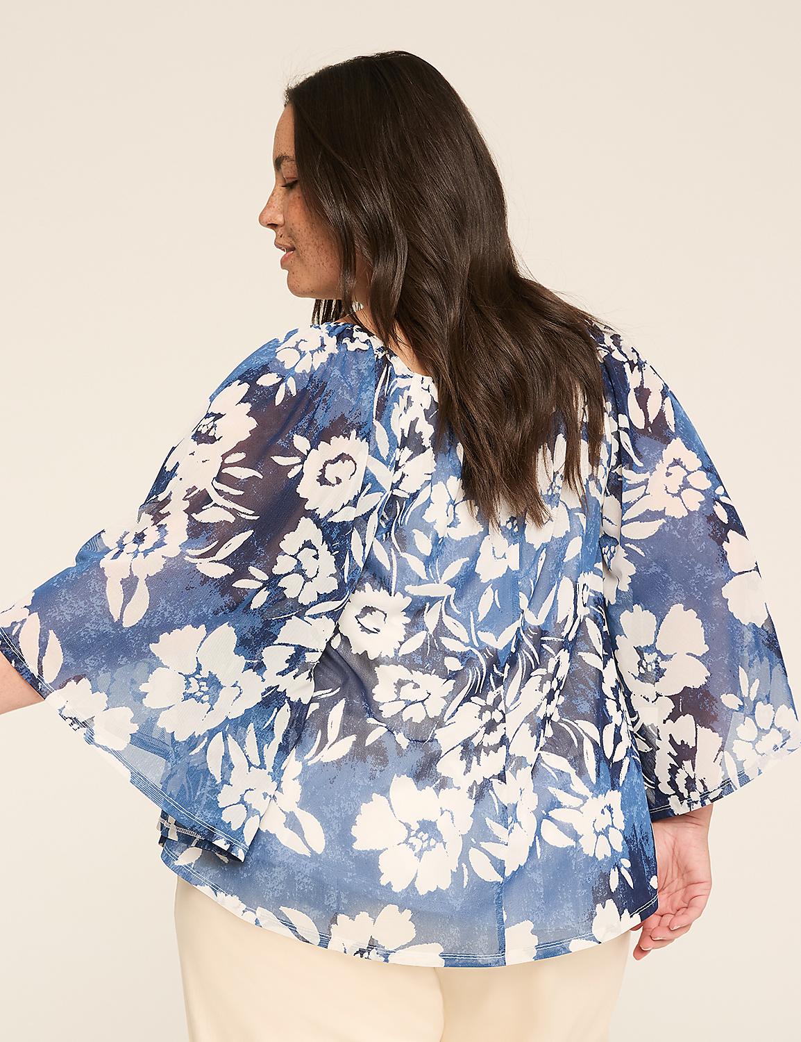 Mesh Smocked-Neck Circle Drama Top Product Image 2