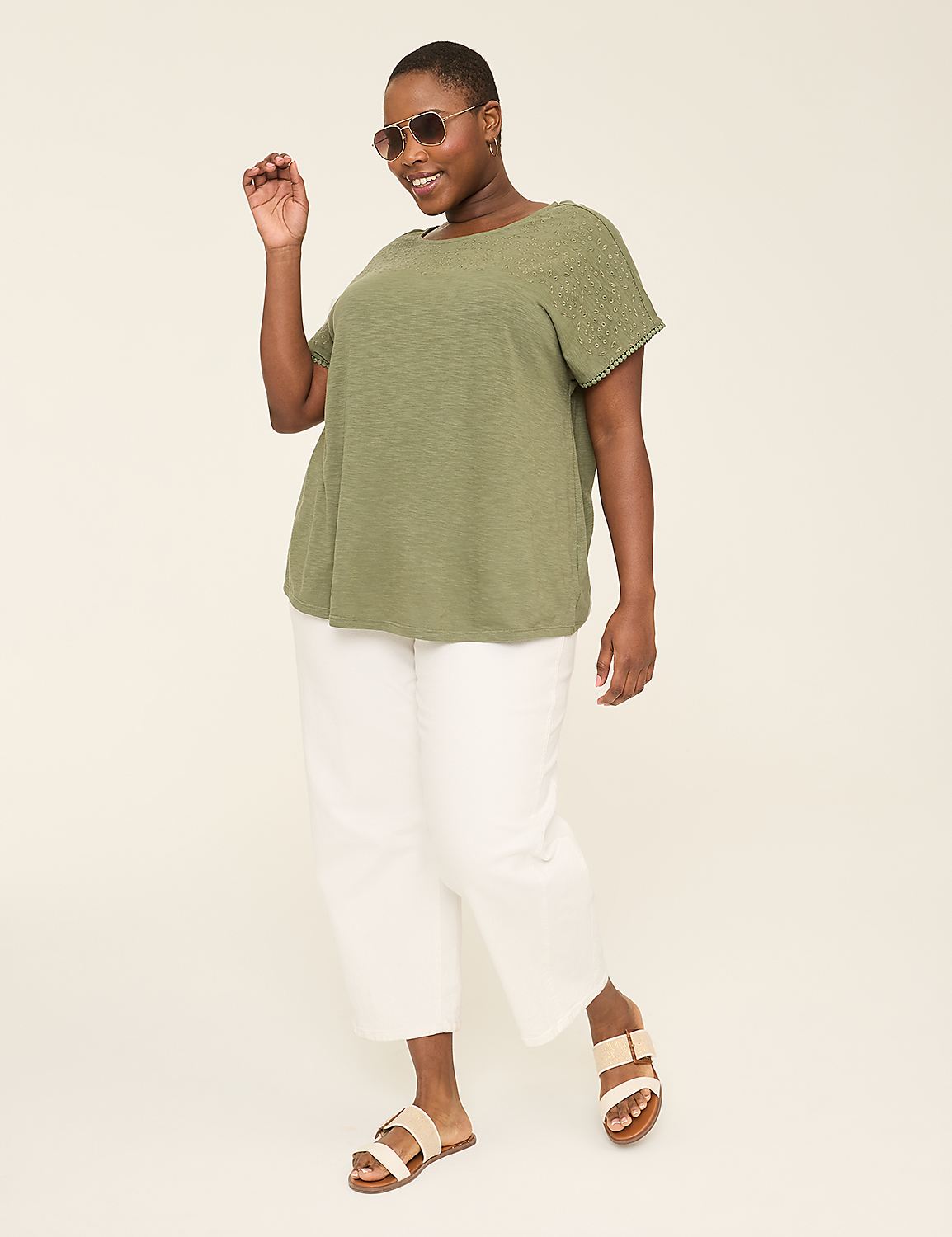 Dolman-Sleeve Eyelet-Detail Top Product Image 3