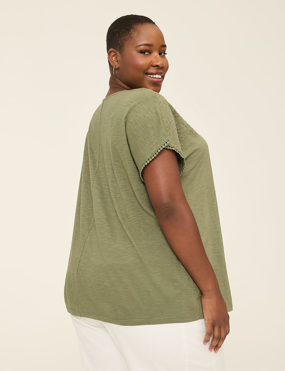 Dolman-Sleeve Eyelet-Detail Top Product Image 2