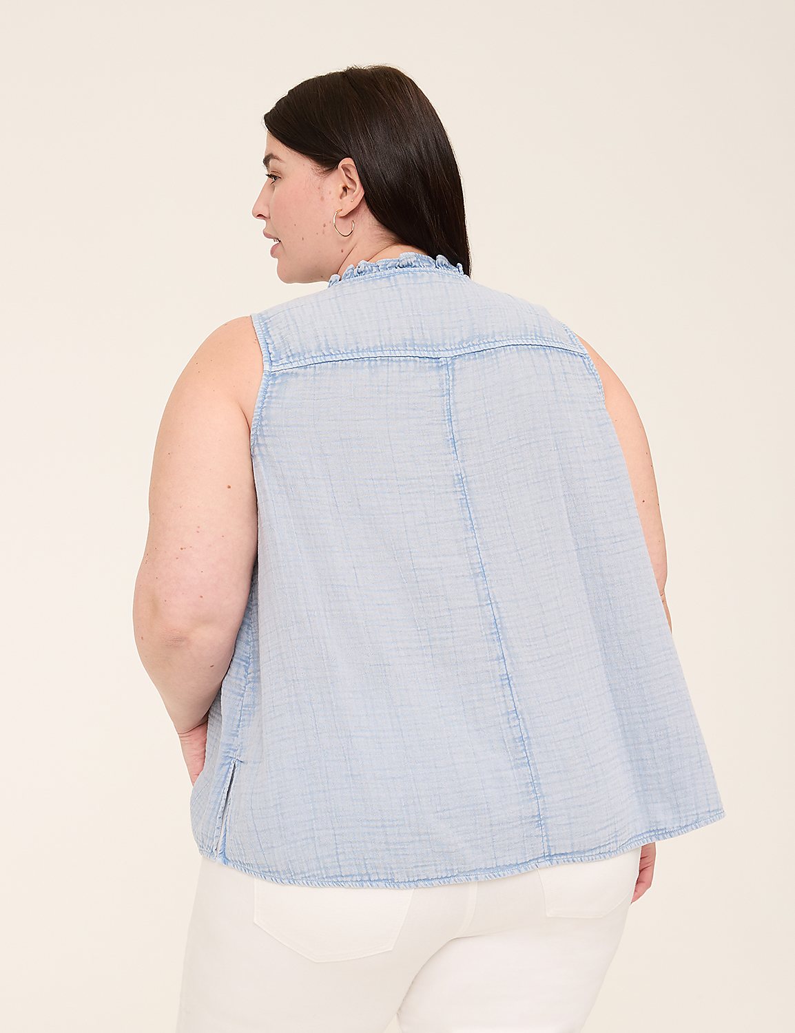 Gauze Notch-Neck Popover Tank Product Image 2