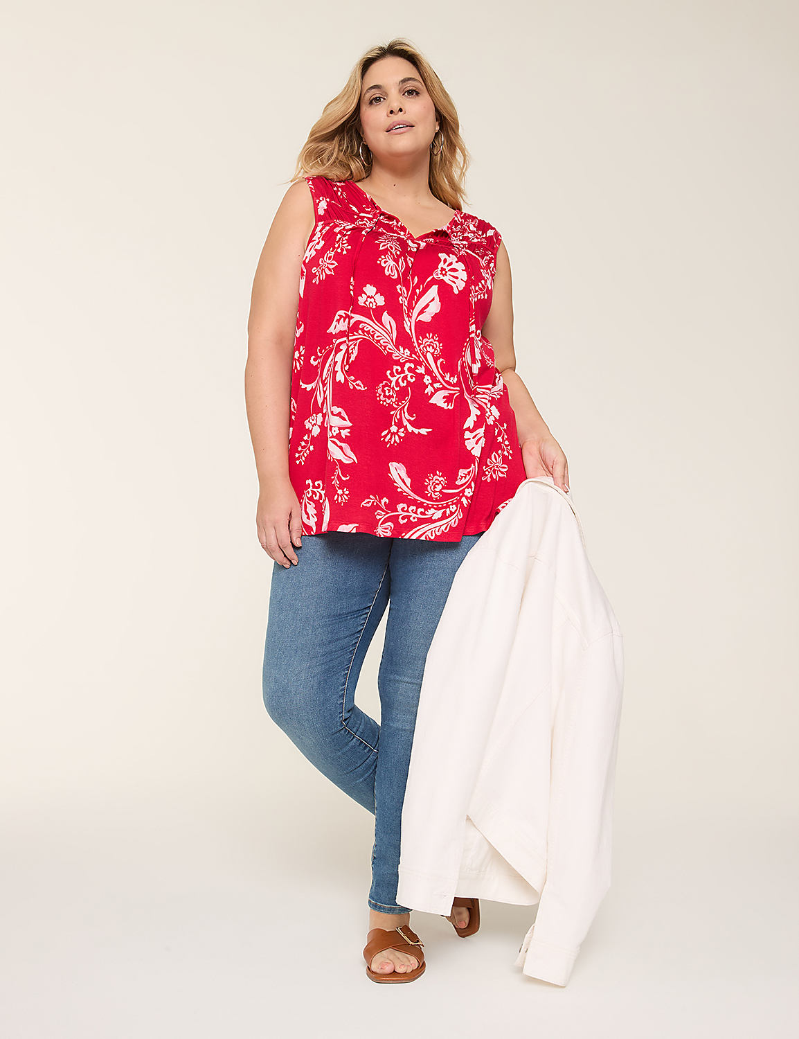 Notch-Neck Shirred-Yoke Top Product Image 3