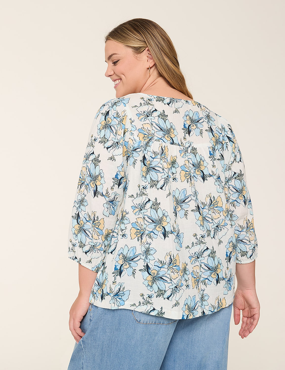 Gauze Swing Split-Neck Popover Top Product Image 2