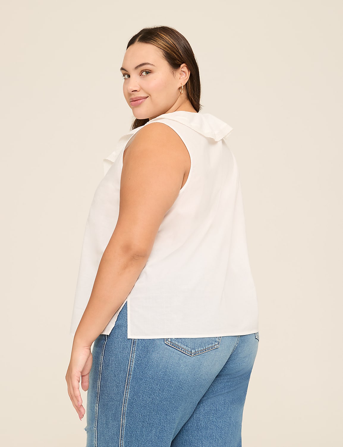 Lace Ruffle-Neck Popover Tank Product Image 2