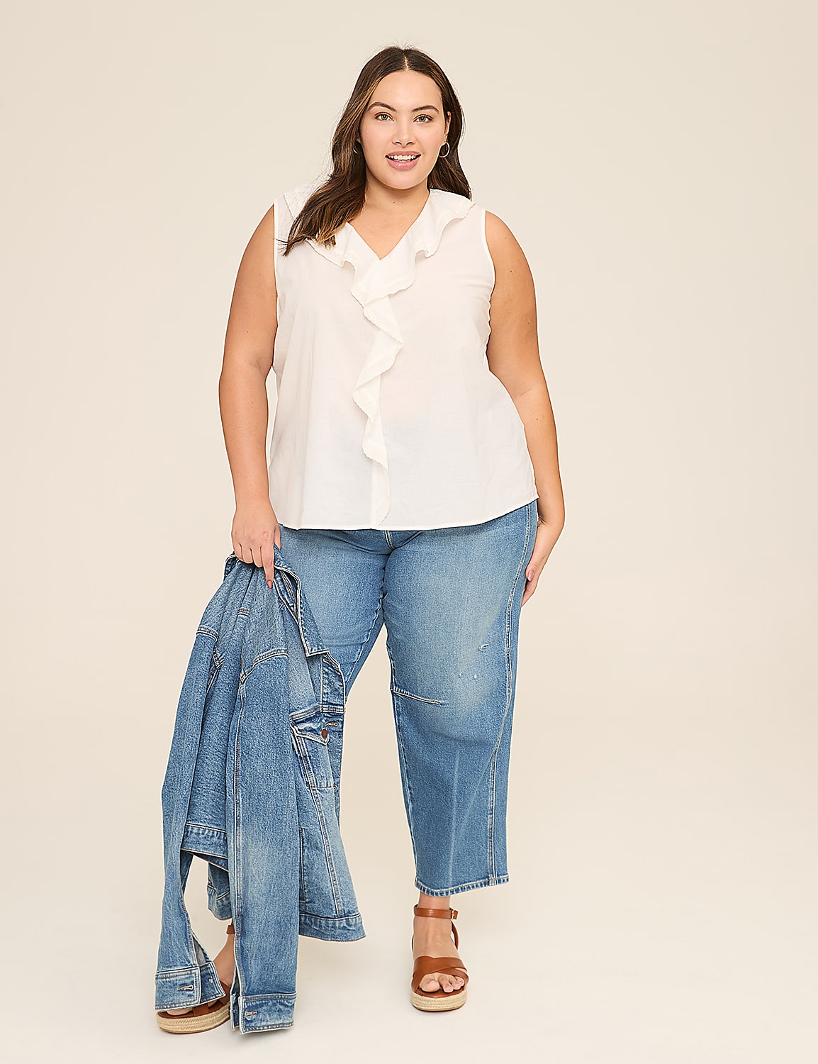 Lace Ruffle-Neck Popover Tank Product Image 3