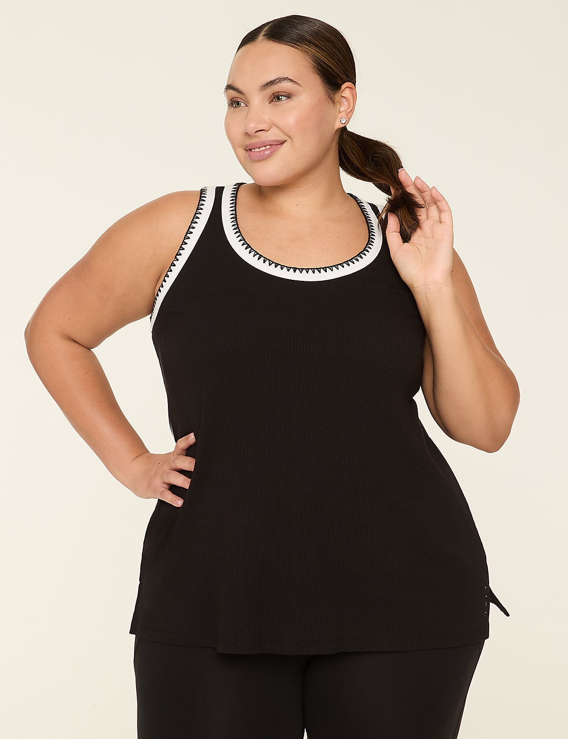 LIVI Ribbed Crochet-Detail Tank