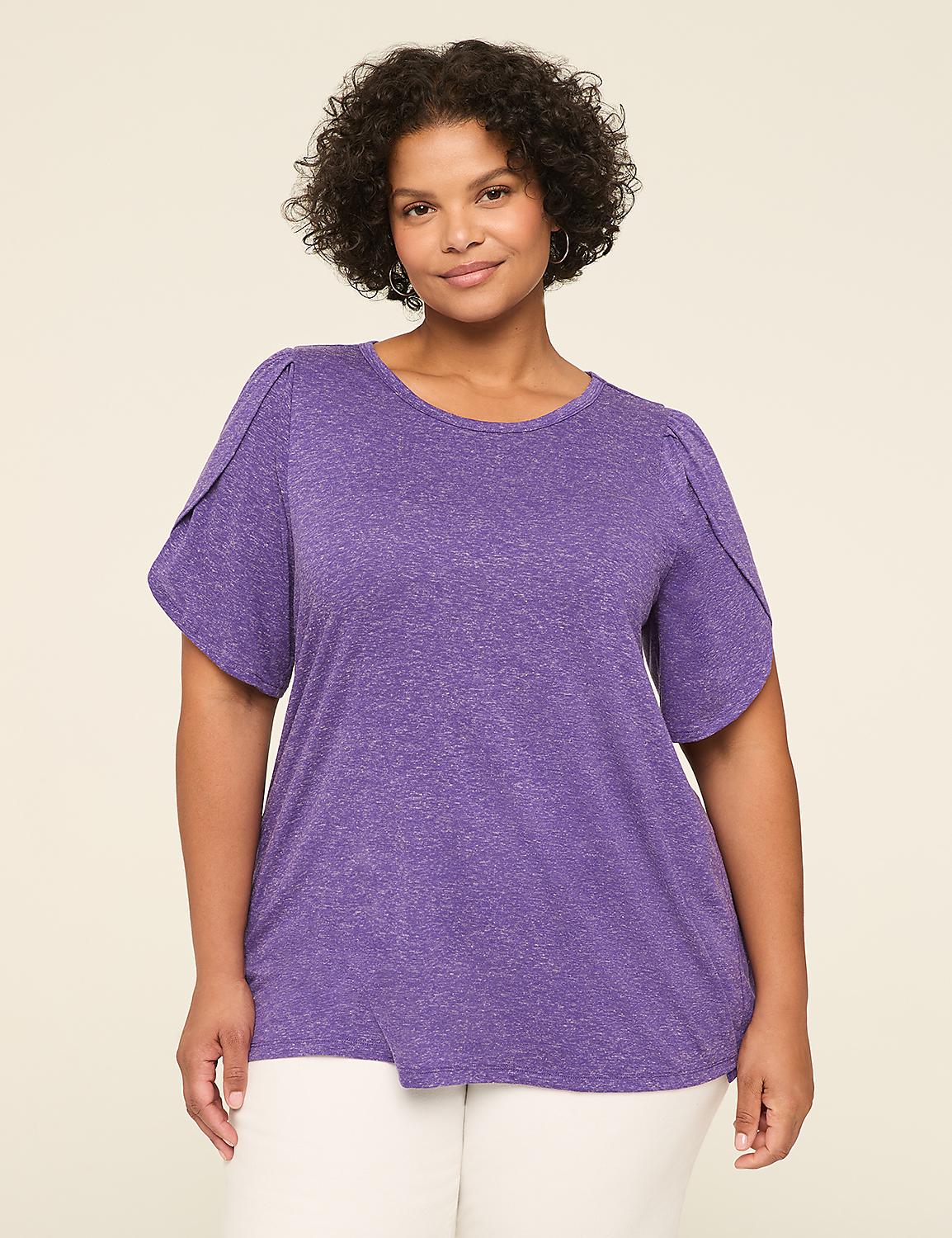 Knit Linen Tulip-Sleeve Top | LaneBryant