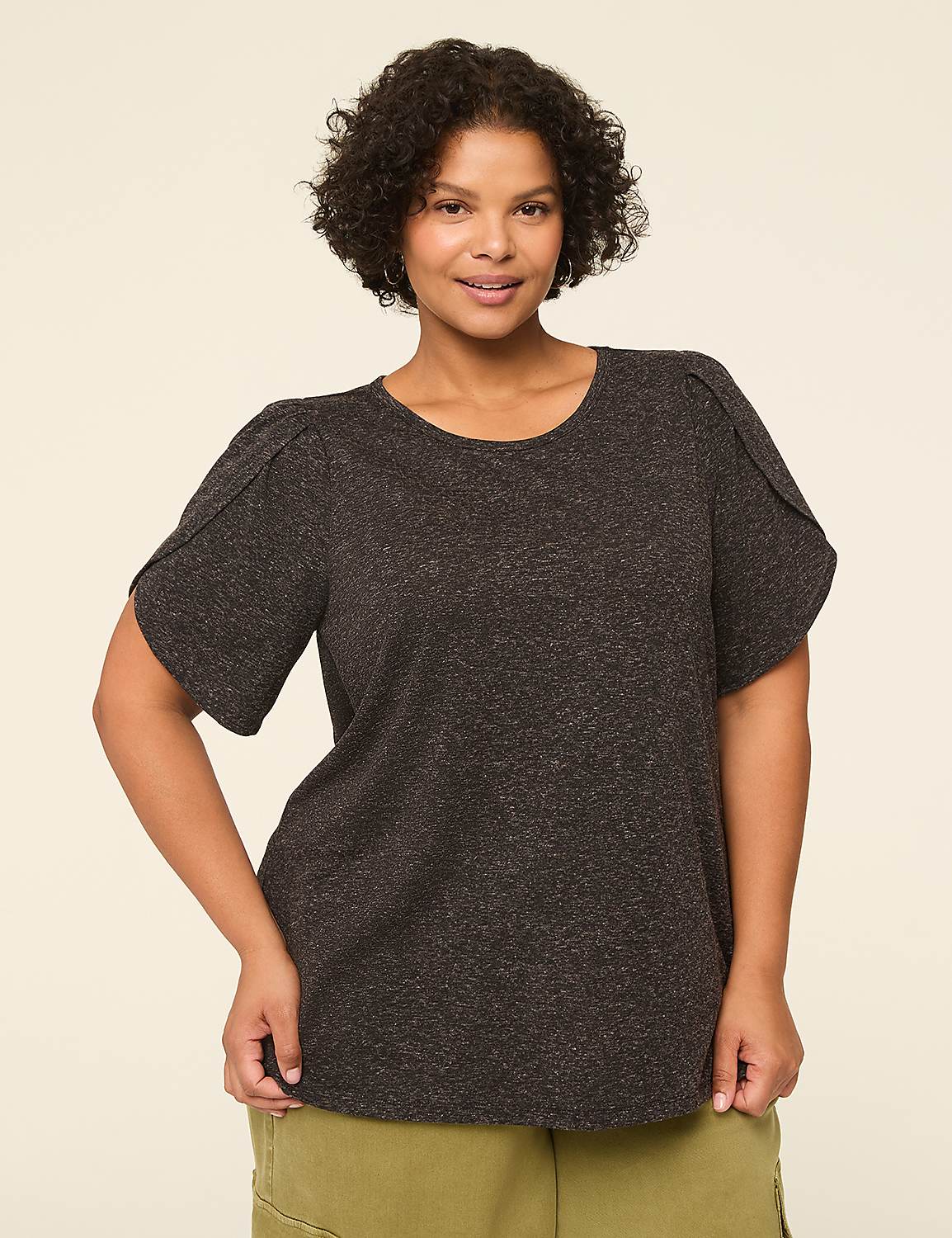 Knit Linen Tulip-Sleeve Top | LaneBryant