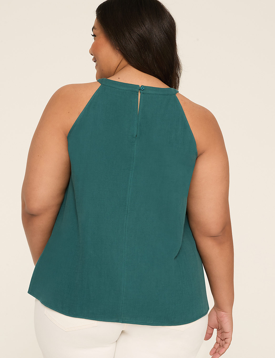 Crochet-Yoke Halter-Neck Top Product Image 2