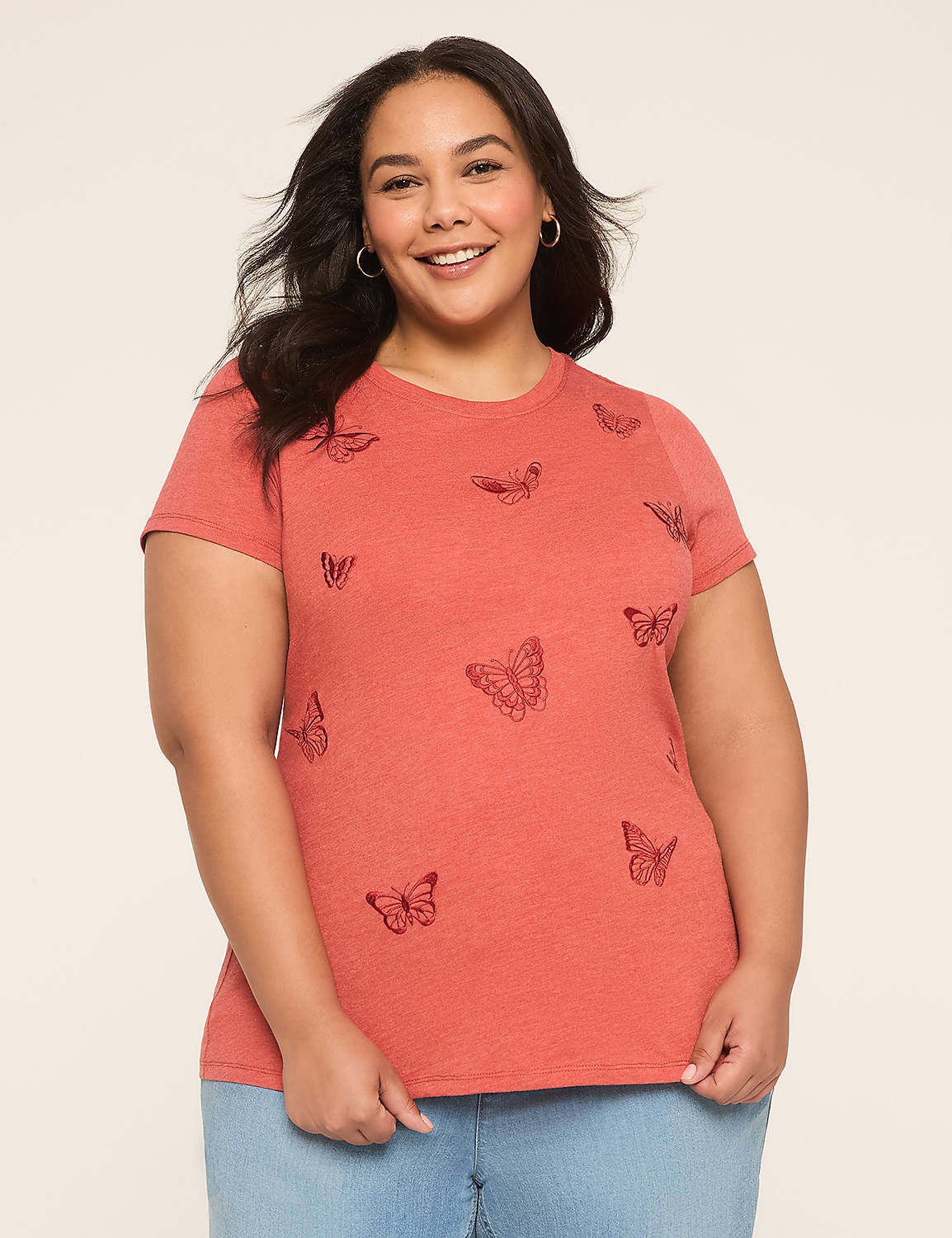 Embroidered Butterfly Graphic Tee Product Image 1