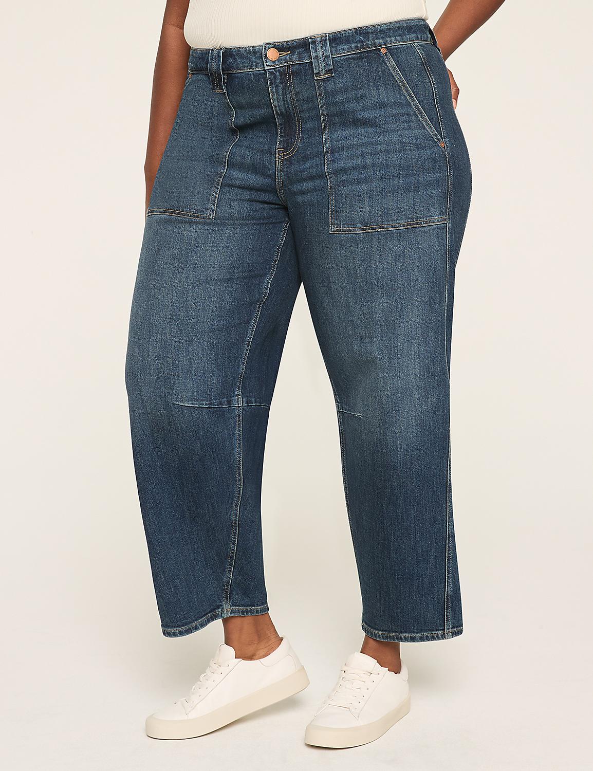 High-Rise Patch-Pocket Barrel Jean Product Image 1