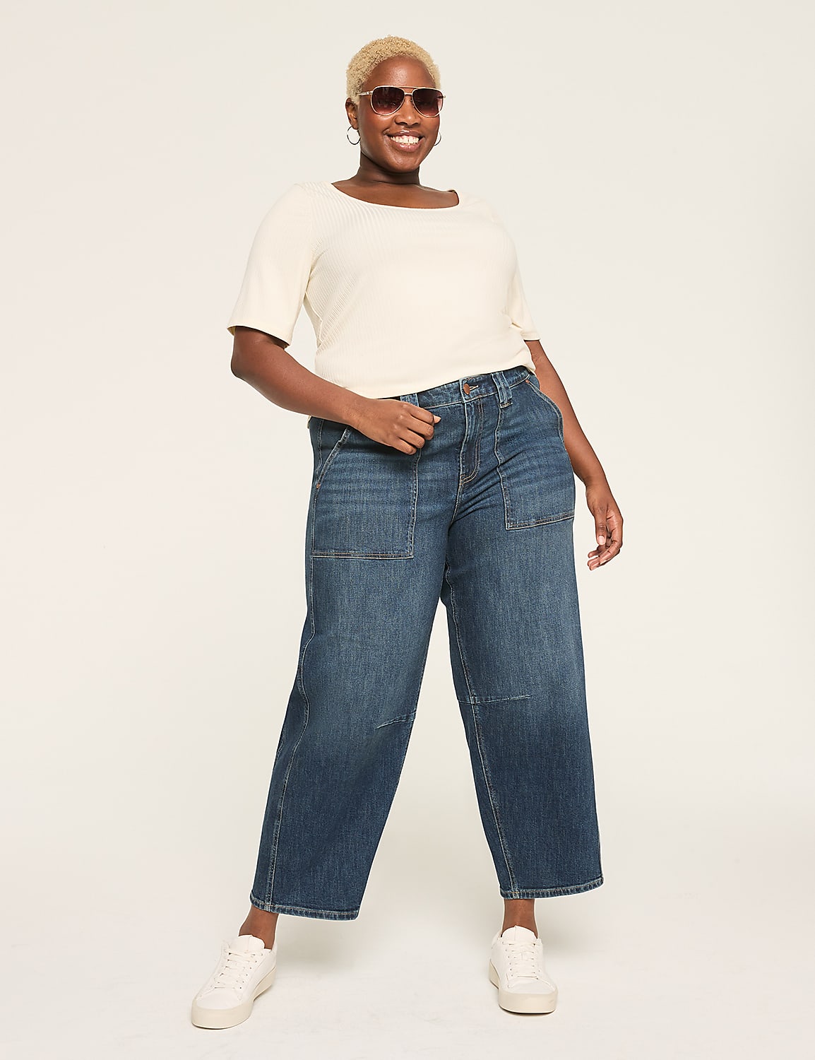 High-Rise Patch-Pocket Barrel Jean Product Image 3