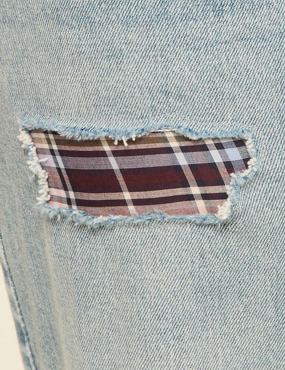 Boyfriend Fit Plaid-Detail Jean Product Image 4