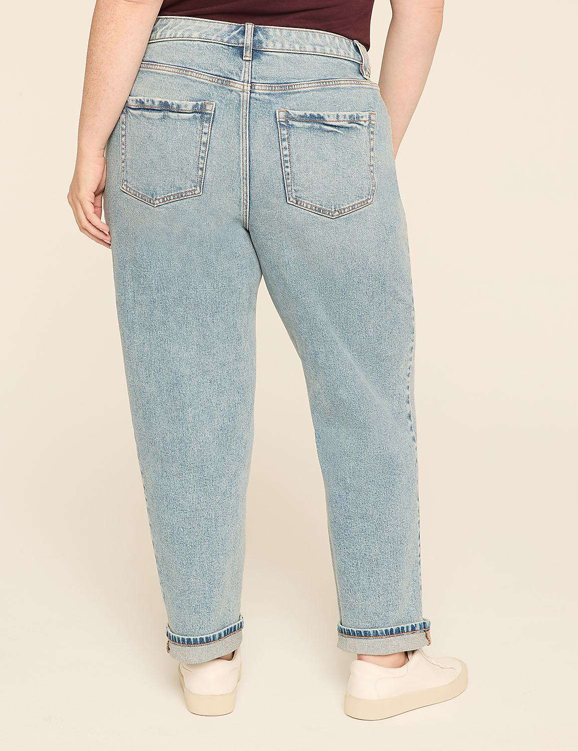 Boyfriend Fit Plaid-Detail Jean Product Image 2