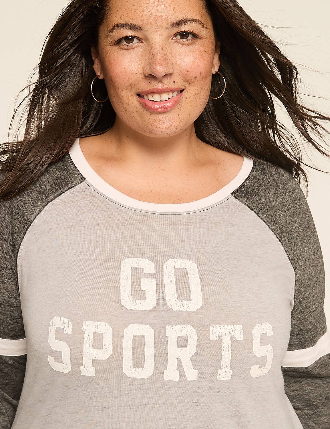 3/4-Sleeve Go Sports Graphic Tee Product Image 4