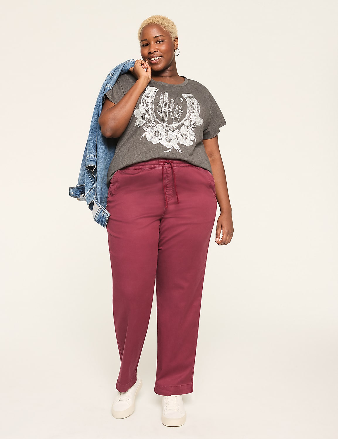 Glitter Flower & Horseshoe Dolman-Sleeve Graphic Tee Product Image 3