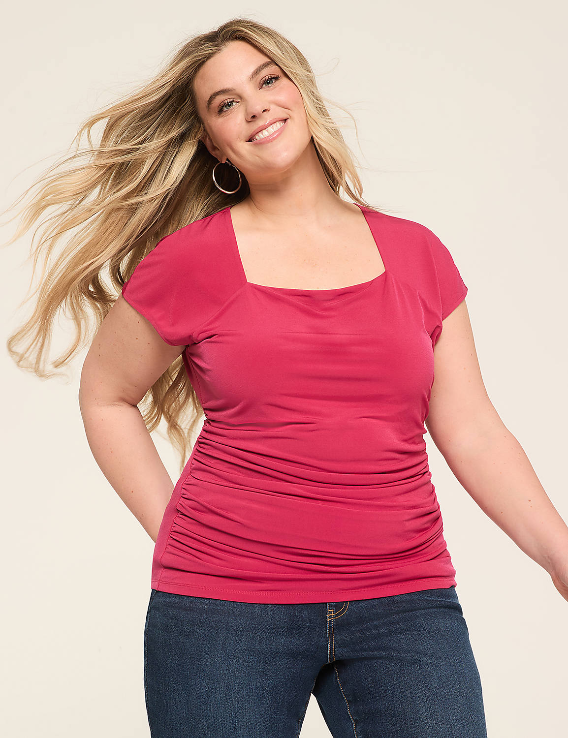 Square-Neck Side-Ruched Top Product Image 1