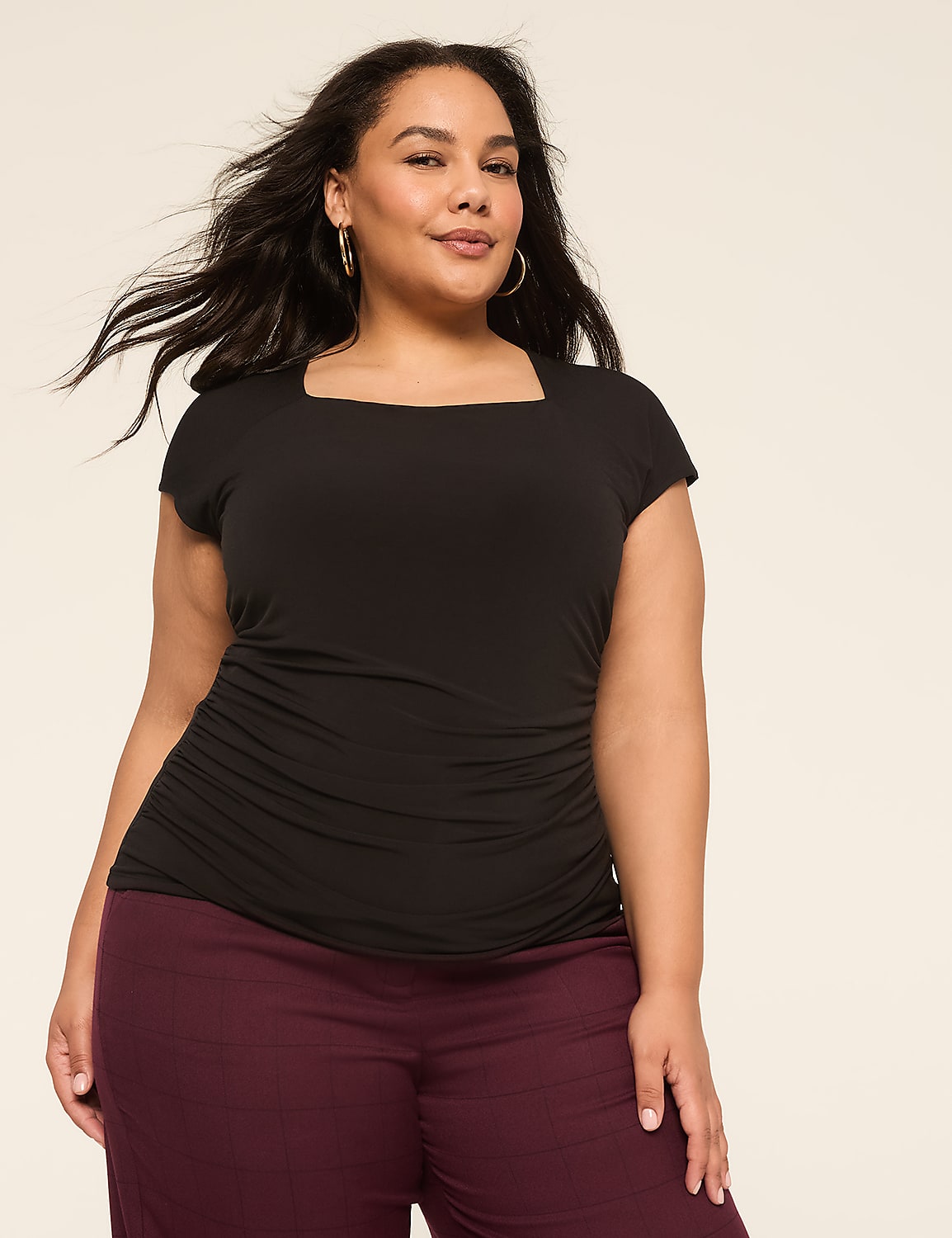 Square-Neck Side-Ruched Top Product Image 1
