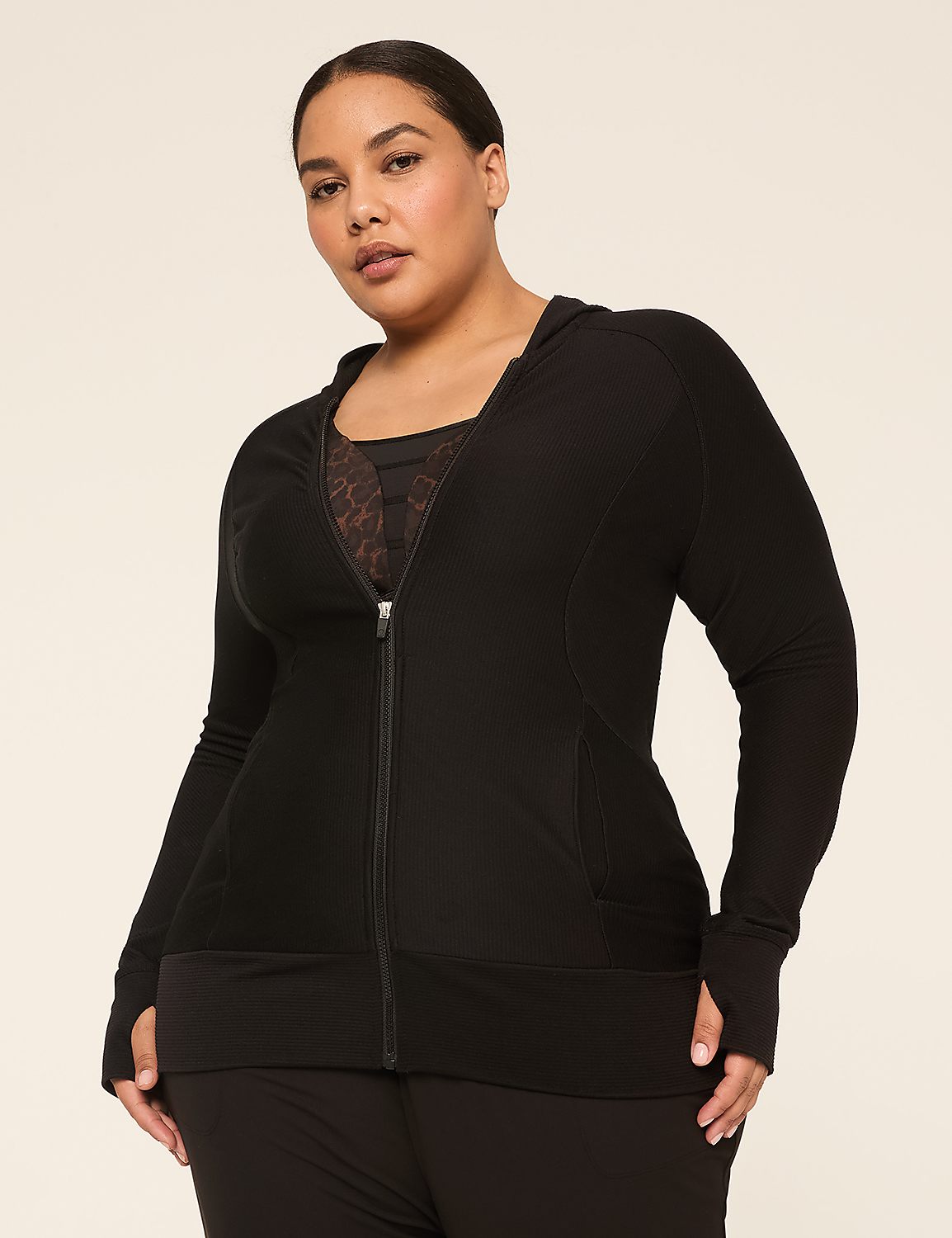 LIVI Zip-Front Ribbed Jacket Product Image 1