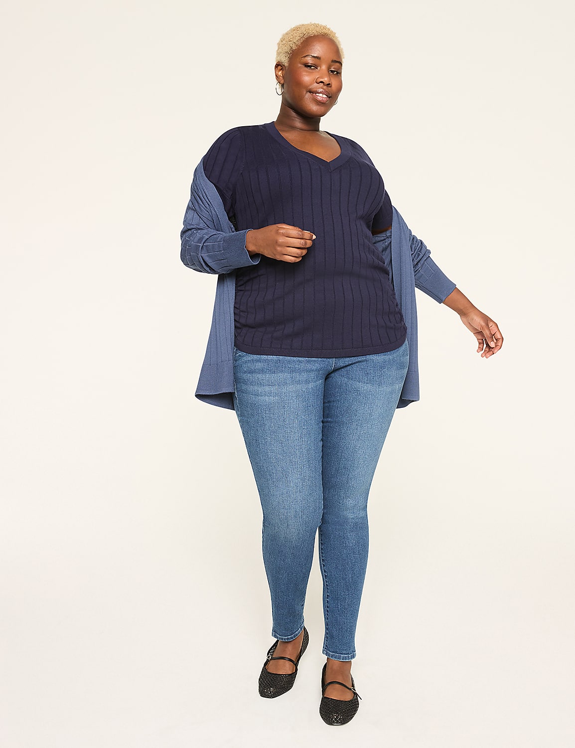 Fitted Short-Sleeve Side-Ruched Sweater Product Image 3