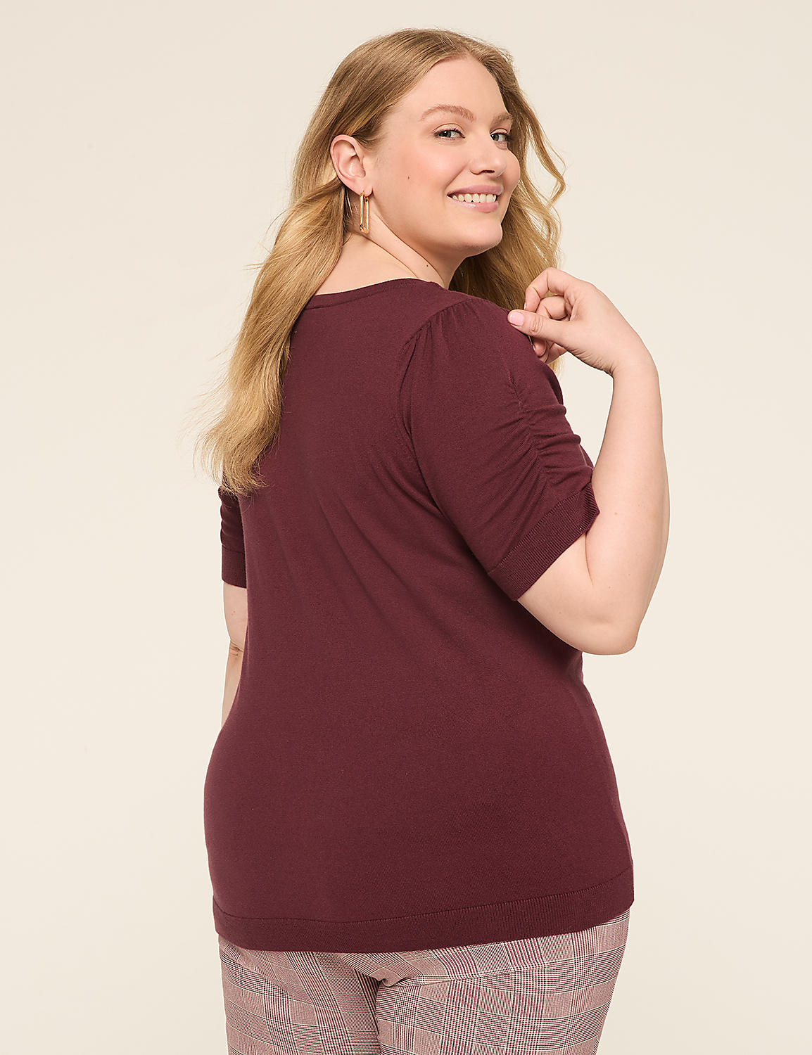 Puff-Sleeve V-Neck Sweater Product Image 2