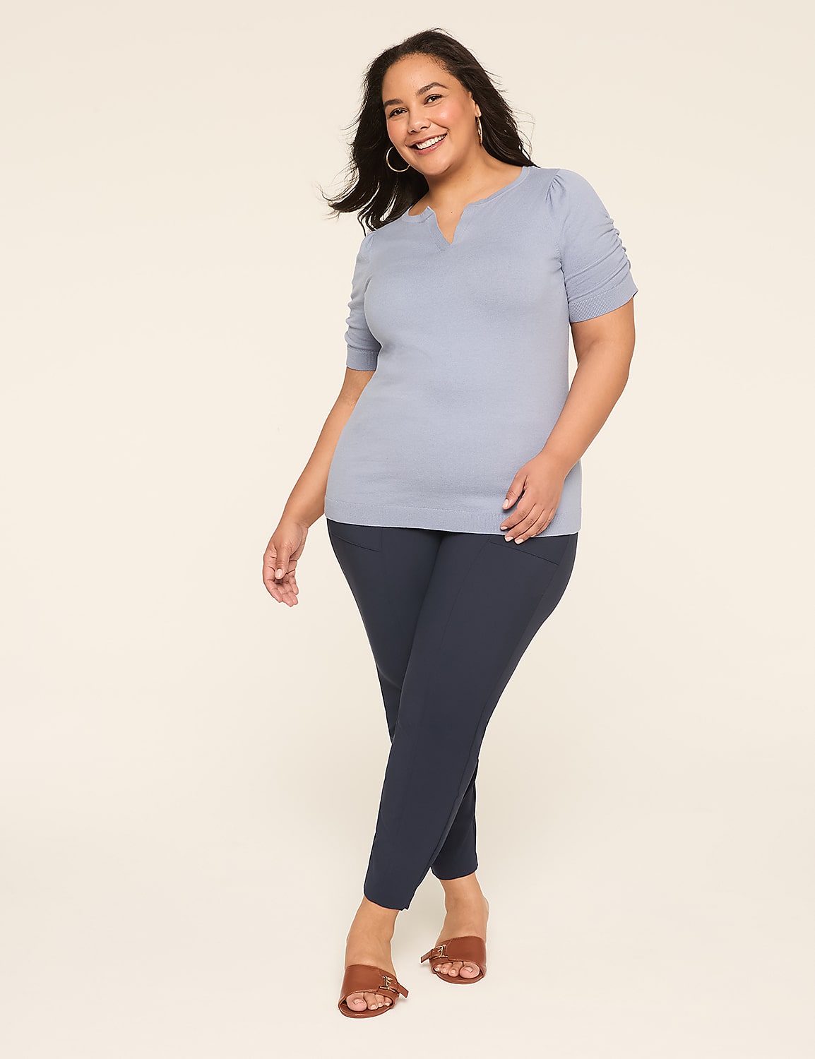 Puff-Sleeve V-Neck Sweater Product Image 3